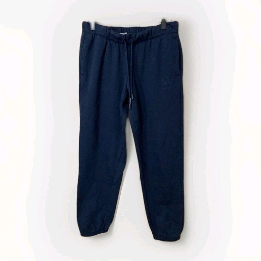 Reebok Sweatpants Womens S Blue Fleece Joggers Drawstring Lounge Gym Athletic